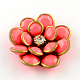 Opaque Acrylic Flower Cabochons with Rhinestone and Golden Tone Brass Bottom FIND-R027-11B-1