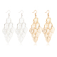 ANATTASOUL 2 Pairs 2 Colors Alloy Aspen Leaf Chandelier Earrings, Cluster Long Drop Earrings for Women, Mixed Color, 89mm, Pin: 0.7mm, 1 Pair/color