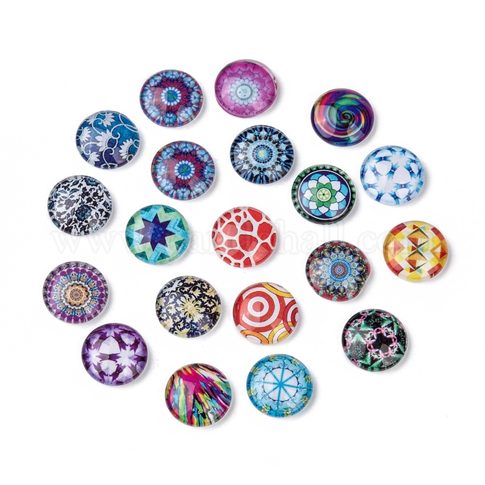 Wholesale Mosaic Printed Glass Half Round/Dome Cabochons - Pandahall.com