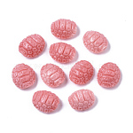 Резные синтетические шарики коралловые, форма панциря черепахи, окрашенные, ярко-розовый, 12.5x10.5x7 мм, отверстие : 1.4 мм