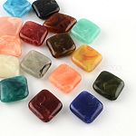 Perles acryliques losanges imitation pierre précieuse, couleur mixte, 30x26x8mm, Trou: 2mm, environ 130 pcs/500 g