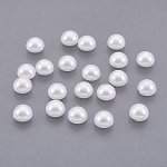 Cabujones de perlas de imitación de plástico ABS, semicírculo, blanco, 7x3.5mm