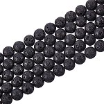 Синтетические бусины из лавы, окрашенные, круглые, чёрные, 8~8.5 мм, отверстие : 1 мм, около 50 шт / нитка, 15.9 дюйм (40.3 см)