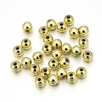 Plating Acrylic Beads, Round, Golden Plated, 4mm, Hole: 1mm, about 14000pcs/500g