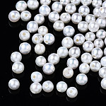 Natur kultivierten Süßwasser Perlen, Hälfte gebohrt, Runde, weiß, 2.5~3 mm, Bohrung: 0.8 mm