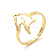 Ion Plating(IP) 304 Stainless Steel Hollow Horse Adjustable Ring RJEW-L107-023G