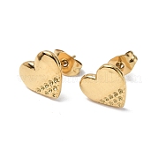 Ion Plating(IP) 304 Stainless Steel Heart Stud Earrings for Women EJEW-F300-07G
