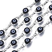 304 chaînes porte-câbles ovales texturées en acier inoxydable CHS-T003-33P-05