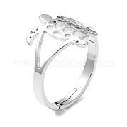 304 anillo ajustable de tortuga hueca de acero inoxidable para mujer RJEW-I097-02P