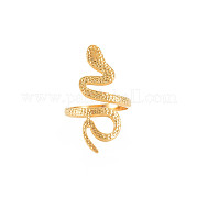 Placcatura ionica (ip) 304 anello del polsino aperto a serpente in acciaio inossidabile per le donne RJEW-S405-160G