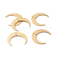 Colgantes de eslabones de 2 vuelta de acero inoxidable 201, Corte con laser, creciente, dorado, 26x30x1mm, agujero: 1.2 mm