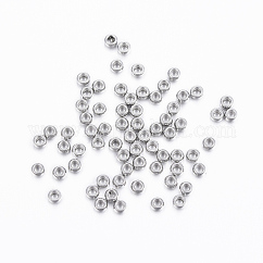Anlaufgeschützte Abstandsperlen aus Edelstahl 304, Rondell, Edelstahl Farbe, 2x1 mm, Bohrung: 1 mm
