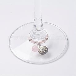 Natürlichen Rosenquarz Glas Wein Charme&nbsp;AJEW-JO00154-01