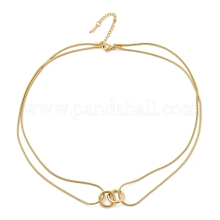 Collane a maglie ad anello singolo con catena a serpente a doppio strato in acciaio inossidabile 304&nbsp;NJEW-R017-01G