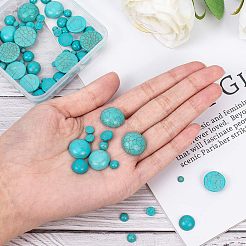 Gefärbte synthetische türkisfarbene Cabochons mit flacher Rückseite&nbsp;TURQ-NB0001-02