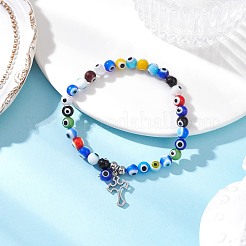 3 bracciale con ciondolo a croce in acciaio inossidabile 304&nbsp;BJEW-JB12262