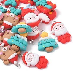 24 pièces 6 styles pendentifs en résine opaque de noël&nbsp;RESI-FS0001-43