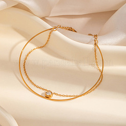 Bracciale a un filo da donna in acciaio inossidabile 304 con ciondolo piatto rotondo e pavé di zirconi cubici trasparenti.&nbsp;WG29A81-01