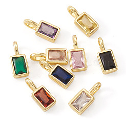 9 ciondolo rettangolare in ottone con micro pavé di zirconi cubici in 9 colori&nbsp;KK-TA0008-33
