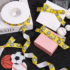 Cinta de grosgrain de poliéster estampada con tema de pelota deportiva de 25 yarda&nbsp;OCOR-WH20002-03B-04