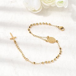 Bracelets en acier inoxydable 304 avec croix de Saint-Benoît pour femmes&nbsp;BJEW-K295-02G