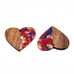 Pendentifs en résine transparente et bois de noyer&nbsp;RESI-TAC0017-73-A08