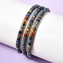 Verstellbare Armbänder aus natürlichen Lapislazuli- und nichtmagnetischen Hämatitperlen für Damen und Herren&nbsp;BJEW-K251-09T