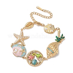 Pulseras de eslabones con forma de estrella de mar y esmalte de pedrería&nbsp;SA-CBA7107-04G