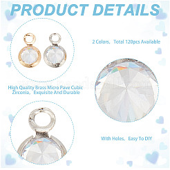 120 Stück 2 Farben Messing Micro Pave Zirkonia Charms&nbsp;FIND-HY0003-62