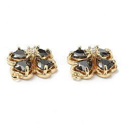 Ciondoli connettore in ottone con pavé di zirconi cubici trasparenti&nbsp;X-KK-B072-09G