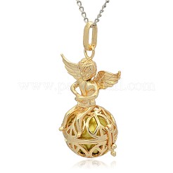Goldener Ton Messing hohlen runden Käfig Anhänger&nbsp;KK-J238-05G