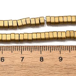 Hilos de perlas de hematita sintética no magnéticas galvanizadas con 2 orificio&nbsp;G-L613-A01-01A