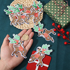 10 Paar computergesteuerte Weihnachtselch-Stickerei-Aufnäher zum Aufbügeln/Aufnähen&nbsp;DIY-CA0007-73