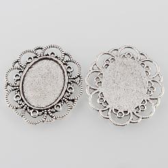 Tibetischer Stil Legierung blumenTräger Fassungen für Cabochon&nbsp;TIBE-M021-08AS