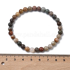 Bracelets extensibles en perles rondes d'agate alashan naturelle pour femmes&nbsp;BJEW-Z158-03M-04