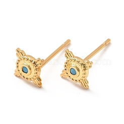 Aretes cuadrados con circonitas cúbicas azul cielo claro&nbsp;EJEW-F281-29G