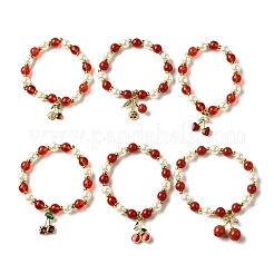 Bracelets en perles de plastique et laiton&nbsp;BJEW-D314-02