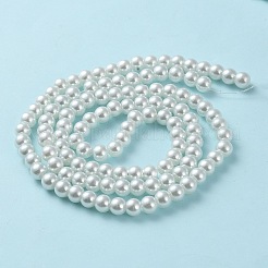 Perle sfuse rotonde di vetro bianco per creazione artigianale di gioielli con collana&nbsp;X-HY-8D-B01