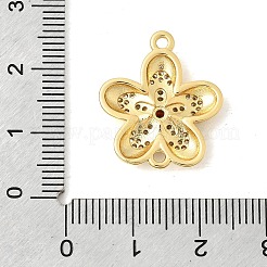 Ciondoli con connettore a forma di fiore in ottone micro pavé con zirconi cubici trasparenti e rossi&nbsp;KK-A296-08B-G
