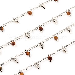 Chaînes en perles d'oeil de tigre naturelles à facettes de 3.28 pied faites à la main&nbsp;X-CHC-E021-02J-P