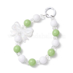 Decorazioni pendenti con fiocco in acrilico e perline rotonde in vetro&nbsp;HJEW-JM03324-03