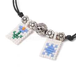 Braccialetti intrecciati con perline in lega e ottone&nbsp;BJEW-MZ00075-01