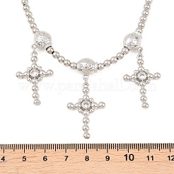 Messing-Kreuzanhänger mit Mikropavé-Fassung aus klaren Zirkonia&nbsp;NJEW-F364-04P