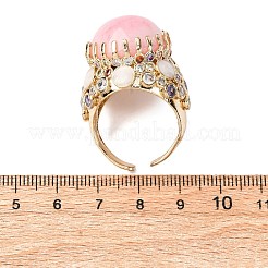 Bagues manchettes demi-rondes en pierre précieuse naturelle et zircone cubique&nbsp;RJEW-M076-01G