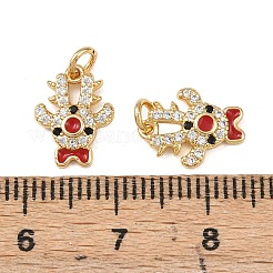 Dijes navideños de latón con micro pavé de circonitas cúbicas y esmalte&nbsp;KK-L255-19G-03