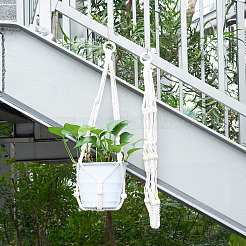 2 suspension pour plante en macramé fait main en polyester avec perles de bois&nbsp;AJEW-HS0001-46