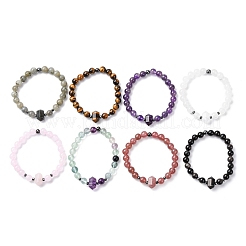 Bracelet extensible en perles de pierres précieuses naturelles mélangées pour femme&nbsp;BJEW-A145-01