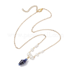 Collana con catena a maglie in perle sintetiche in ottone e plastica ABS&nbsp;NJEW-JN05272