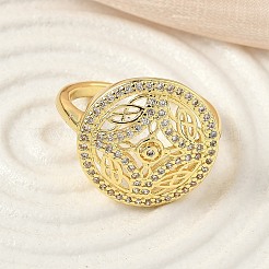 Anelli per polsini da donna in ottone con micro pavé di zirconi cubici&nbsp;RJEW-F196-03G