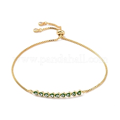 Emaille-Herz mit bösem Blick Gliederarmband mit Zirkonia&nbsp;BJEW-E015-05G-M